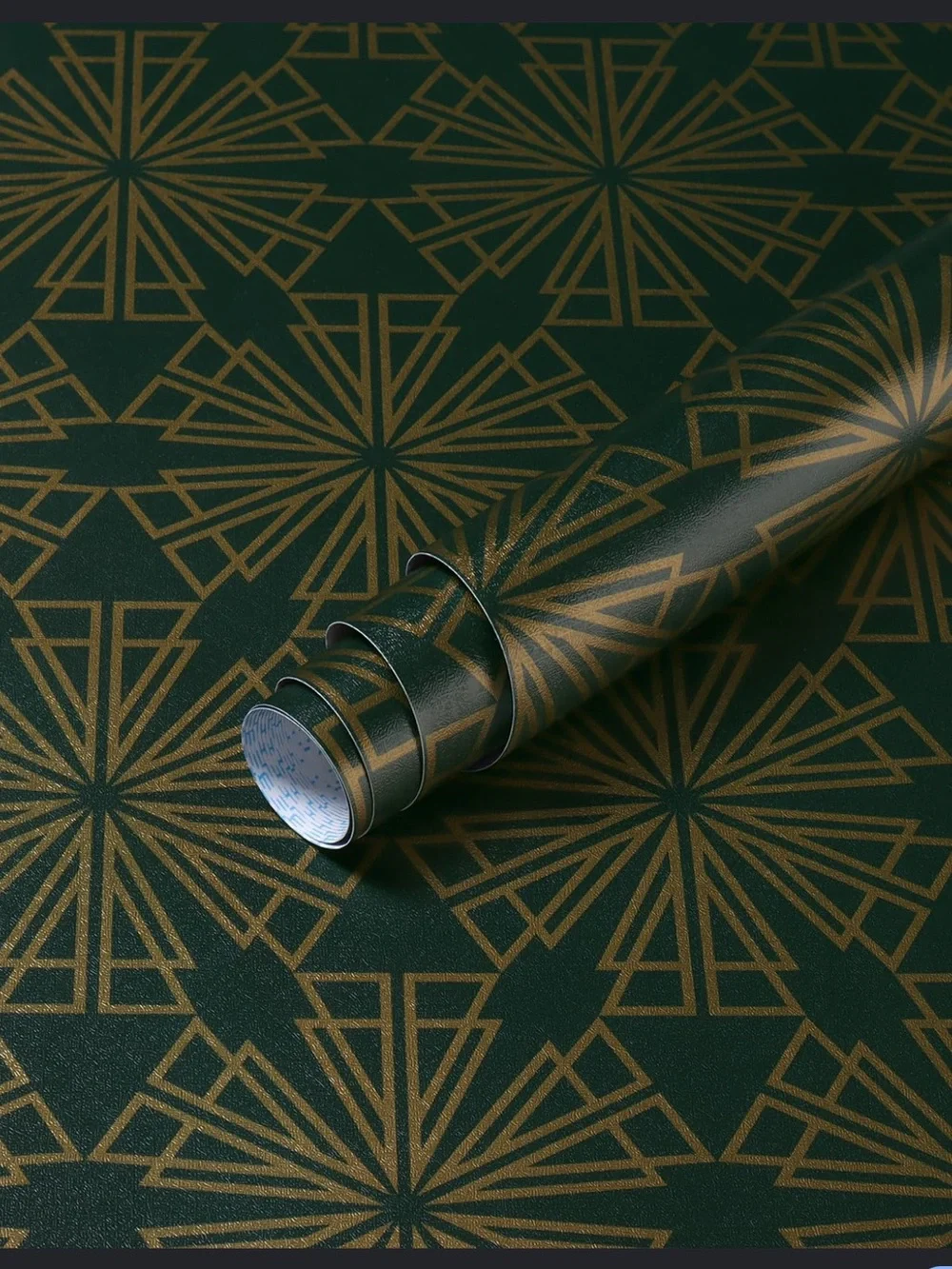 NWT Dark Green & Gold Peel & Stick Wallpaper, Self-Adhesive, 17.3” x 393.7”